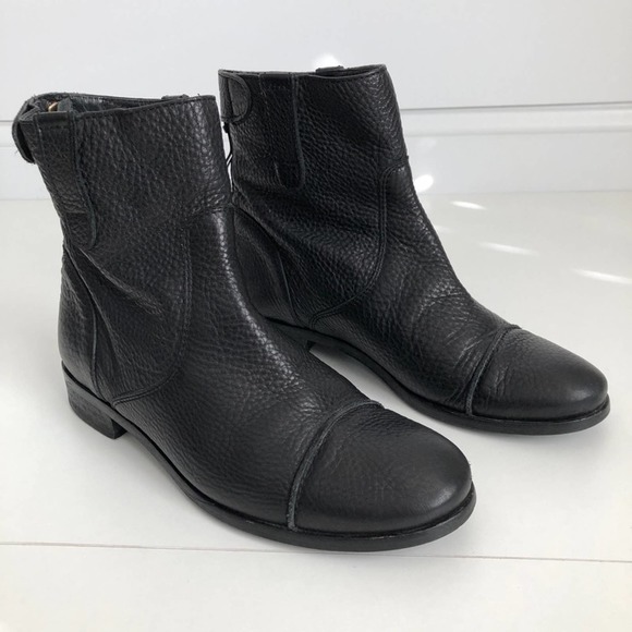 J. Crew Shoes - J.Crew Pebble Leather Ankle Booties Size 9 Black